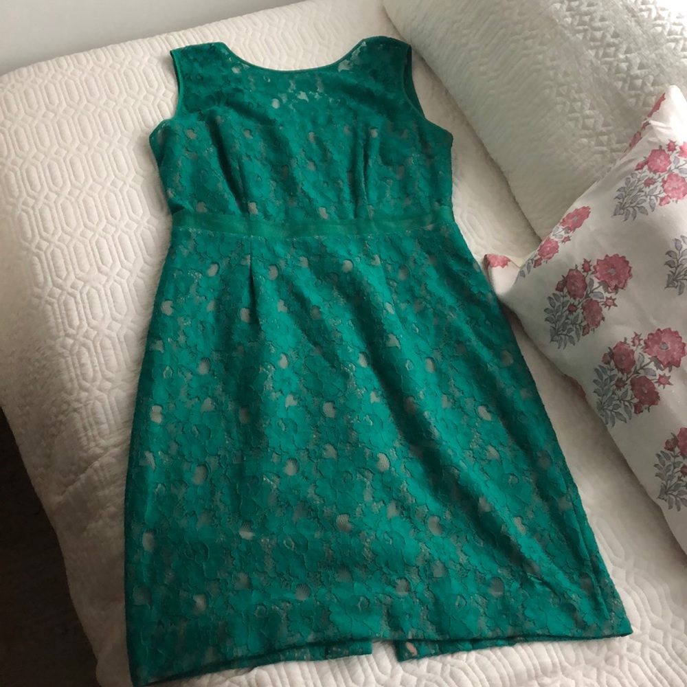 BCBGMaxAzria Green Alice Lace Sheath